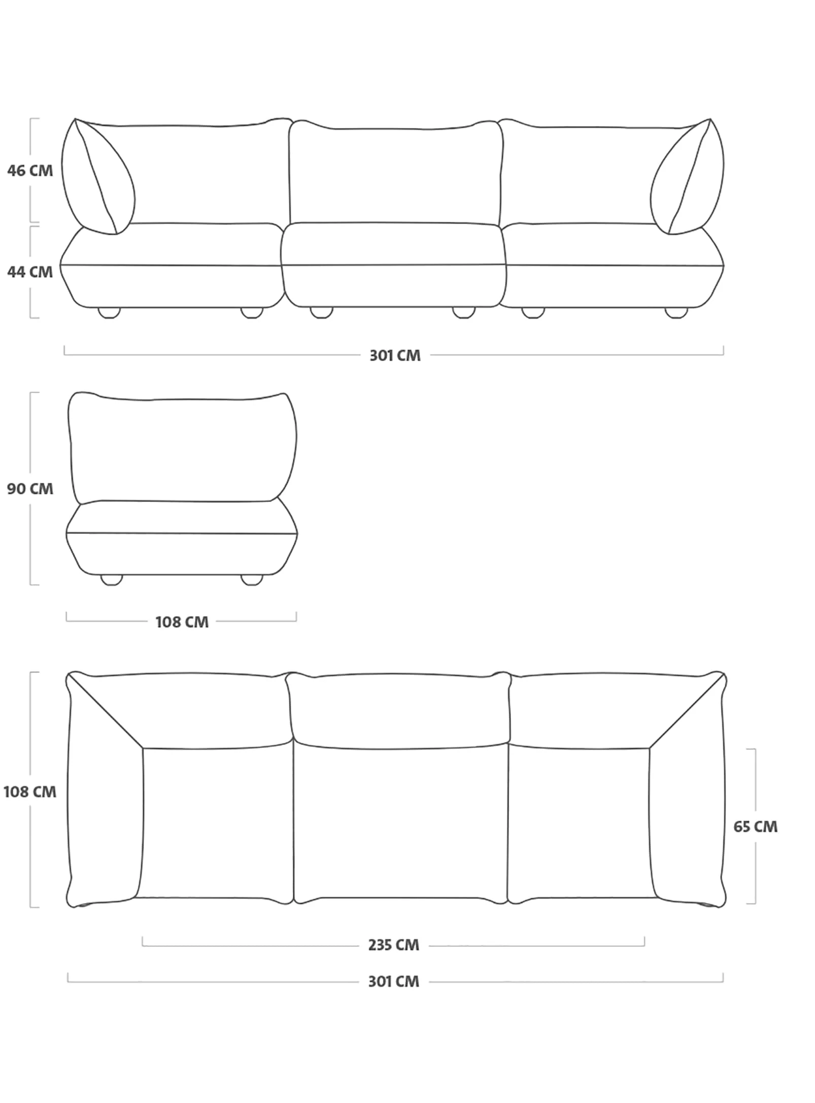 Sumo Sofa Velvet<p> 3-seater - Image 3